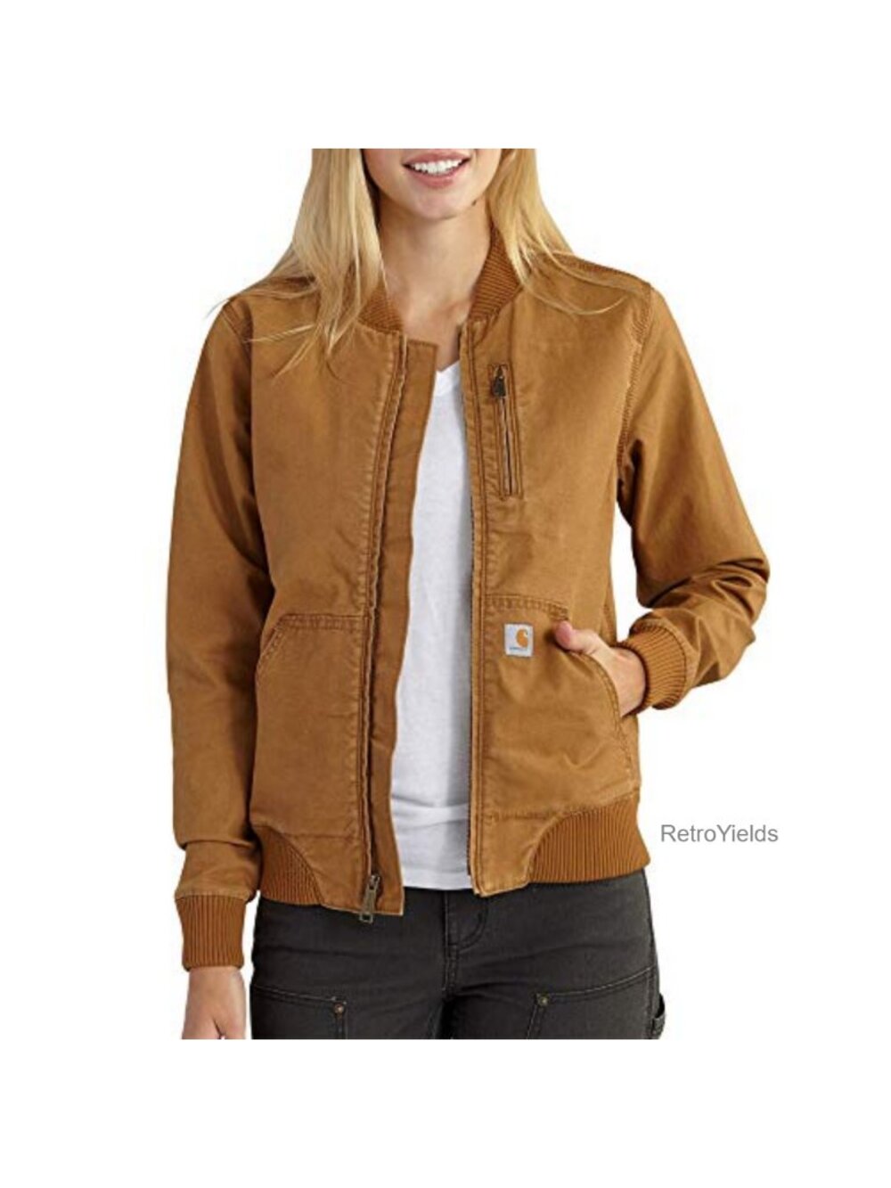Rugged Flex Canvas Bomber Jacket Mesh Lined Rib-Knit Cuffs